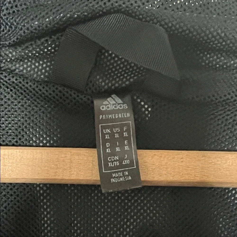 Adidas Black Windbreaker 3-stripes Hooded Jacket XL